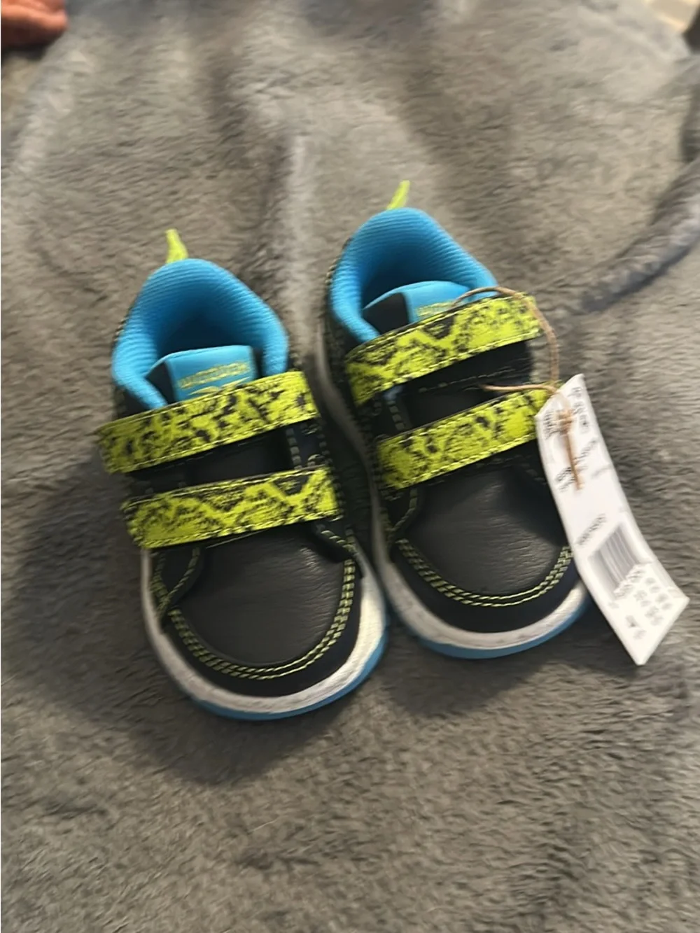 Reebok Kids Black, Neon Green & Bright Blue Hook-and-Loop Sneakers